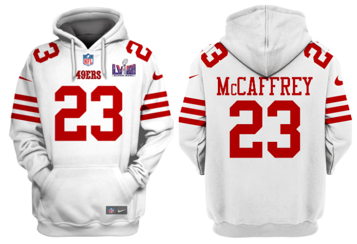 Men's San Francisco 49ers Active Player Custom White Super Bowl LVIII Alternate Pullover Hoodie